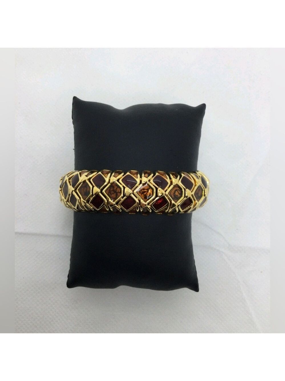 Joan Rivers Classics Collection Brown & Red Enamel Bracelet NWT NIB 7"